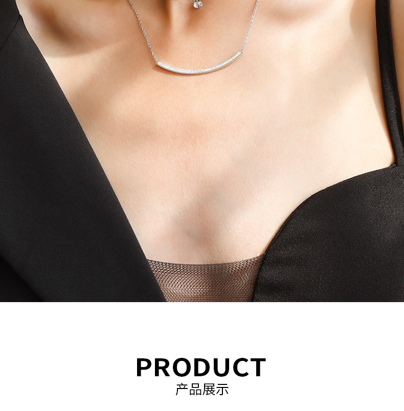 Simple Zircon Double Layered Necklace display picture 6