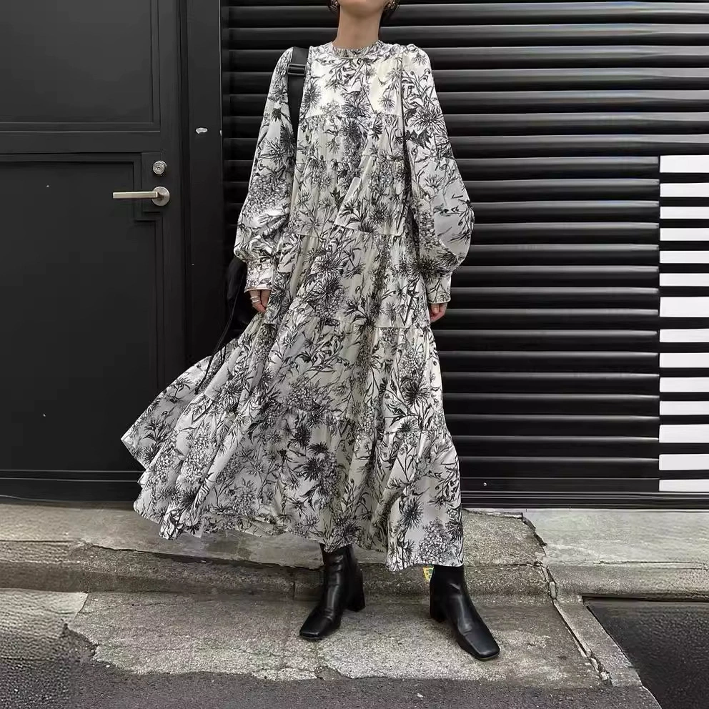 Осенне-зимнее Новое японское пригородное простое ленивое французское Романтическое Платье Dry Crane Свободное повседневное длинное платье для похудения