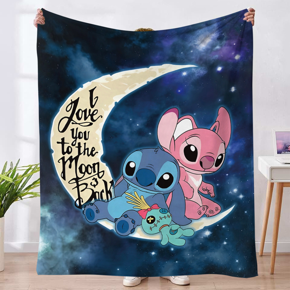 Flange serie Stitch impresión digital alfombra de peluche hogar oficina siesta alfombra de flange invierno otoño