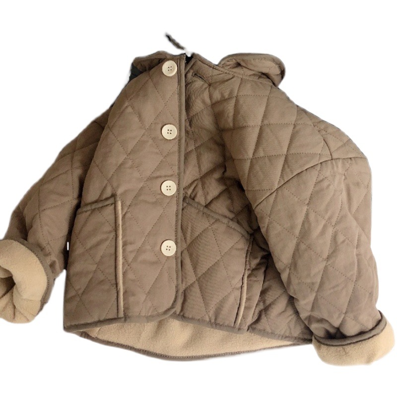 Abrigo acolchado de algodón engrosado para niños invierno Nuevo abrigo forrado de lana para niños de estilo coreano Abrigo acolchado de algodón de lana de cordero para niñas solapa abrigo cálido