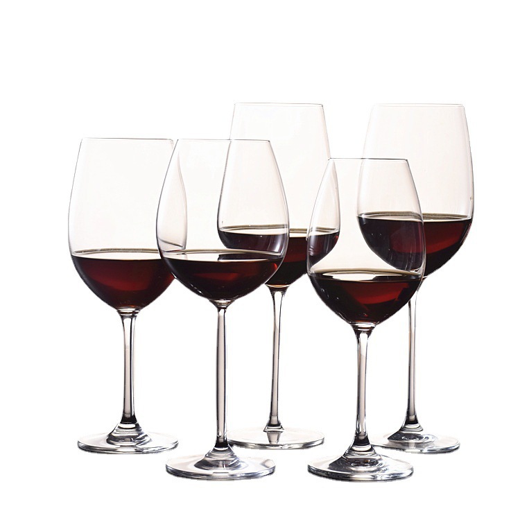 Taza de cristal de vino vino rojo set al por mayor 2 cajas de regalo vinos de alto pie de uva copa bordeaña logotipo