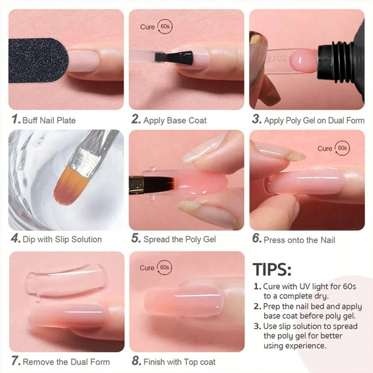 6 colores de extensión de pegamento de uñas, extensión rápida de pegamento, extensión sin soporte de papel, conjunto de herramientas de sellado de pegamento de base