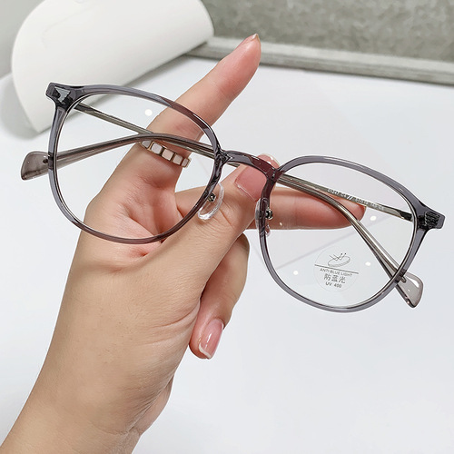  New Retro TR Anti-Blue Light Glasses Women's Fashion Internet Celebrity Street Photography Plain Glasses Frame Flat Mirrors 01247