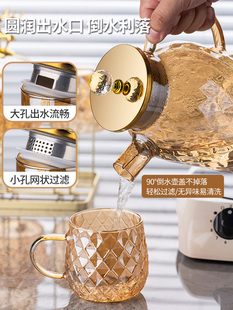 ✅玻璃水杯套装家用大容量高颜值不锈钢水壶客厅待客茶杯子轻奢茶