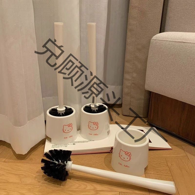 Cartoon Cute Kitty Household Bathroom Toilet Cleaning Brush Dormitory No Dead Ends Long Handle Toilet Brush High Appearance