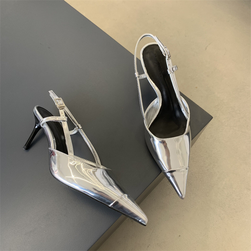 2024 nuovo autunno e l'estate scarpe a spillo francesi con punta a punta temperamento dorato sandali cavi con punta a punta per le donne tacchi alti_voghion.com