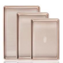 重钢金色黑色烤盘三件套钻石纹不沾烘焙套装长方形烘焙饼干蛋糕模