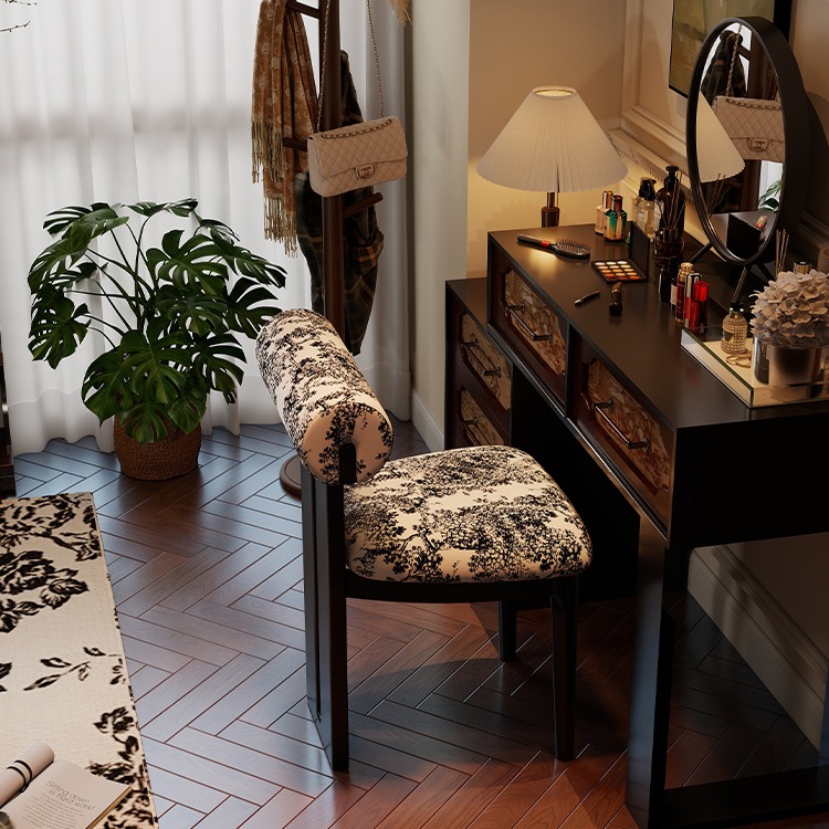 Home Mid-Century Style Makeup Stool French Chair Bedroom Makeup Chair Dressing Table Stool Dining Chair Backrest Chair Hippo Chair