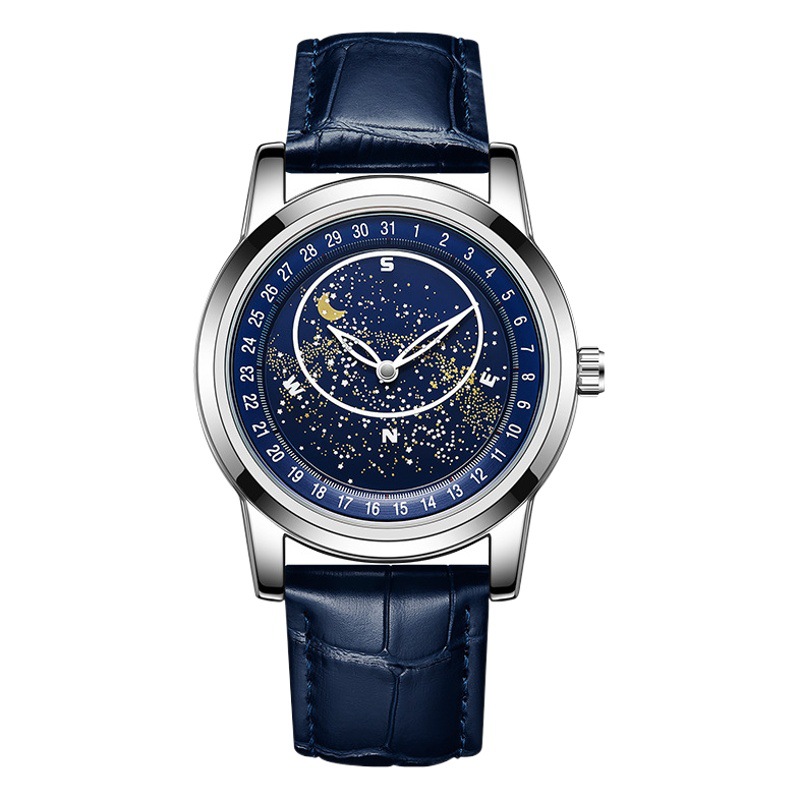 SANDA 7001 Correa estrellada reloj mecánico automático reloj de negocios reloj creativo para hombres