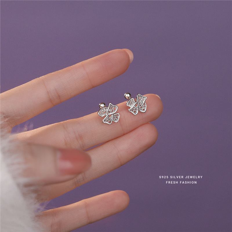 S pure silver hollow bow earrings women, niche fashion design, autumn winter earrings, gifts for girlfriends and couples_voghion.com