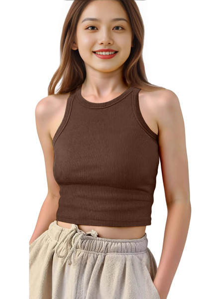short children's summer solid color bra top sleevless