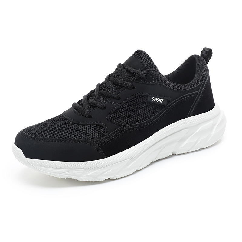 Men's Lightweight Casual Work Sports Shoes Solid Black Autumn_voghion.com