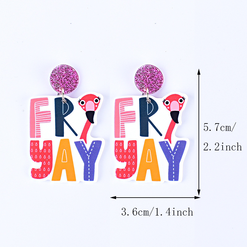 15g Weight Drop Earrings Classification 1 Pair Quantity Holiday, Daily Occasion Acrylic Material Letter Pattern Women's Gender Printing Design Simple Style, Classic Style Style 1 Pair Simple Style Classic Style Letter Printing Arylic Drop Earrings 7
