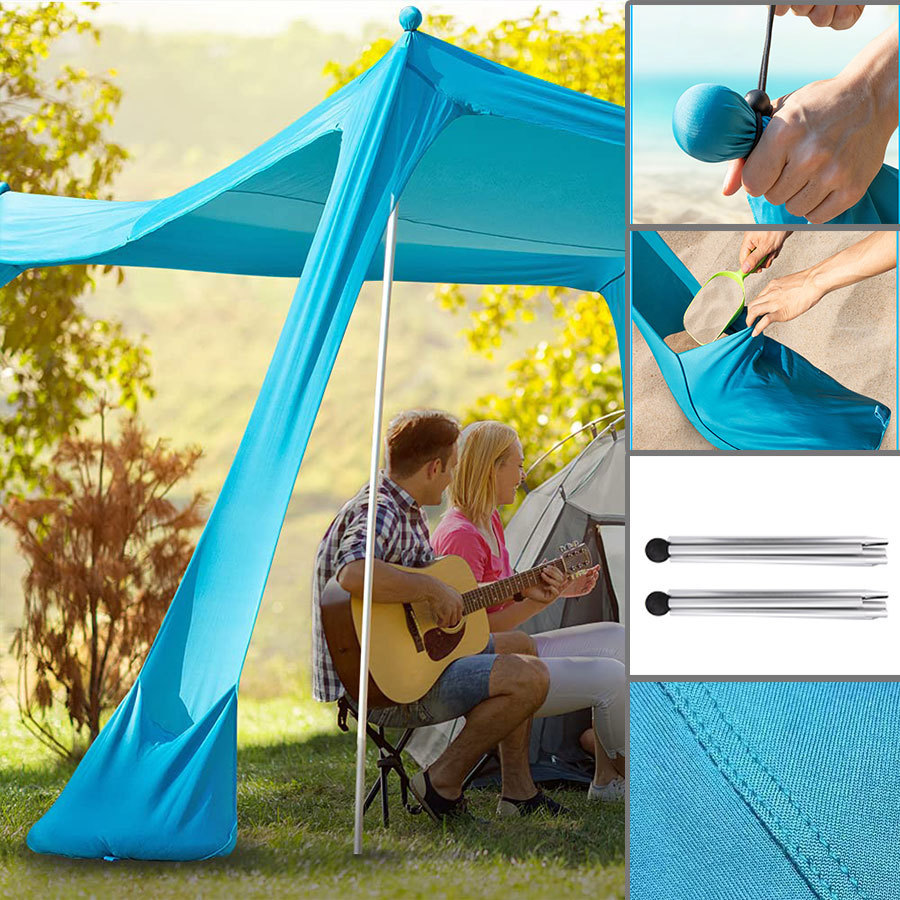 En stock al aire libre portátil playa elástico lycra Canopy camping sombrilla protección solar carpa camping Canopy