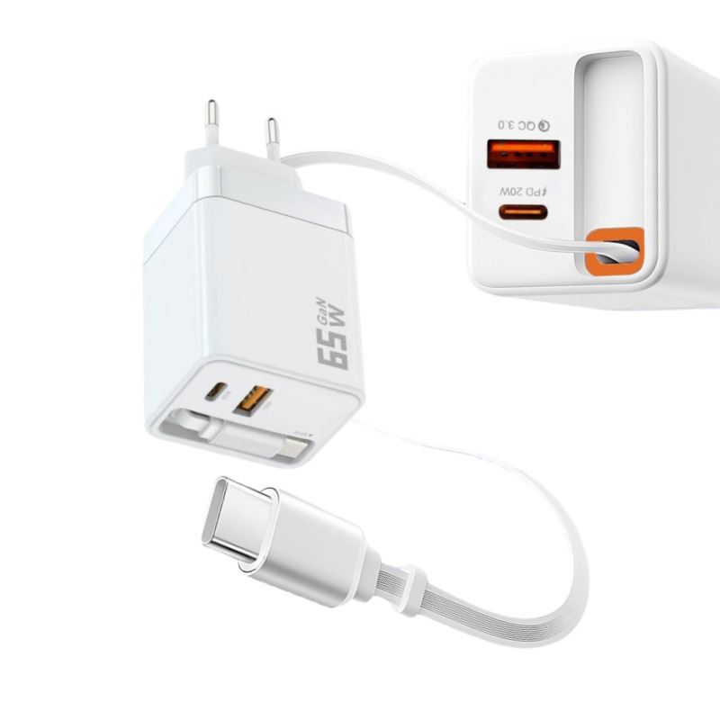 Suitable for Samsung Xiaomi Huawei Mobile Phone European Standard 65W Gan Dual Port Adapter Fast Charger Suitable for Samsung Xiaomi Huawei Mobile Phone European Standard 65W Gan Dual Port Adapter Fast Charger
