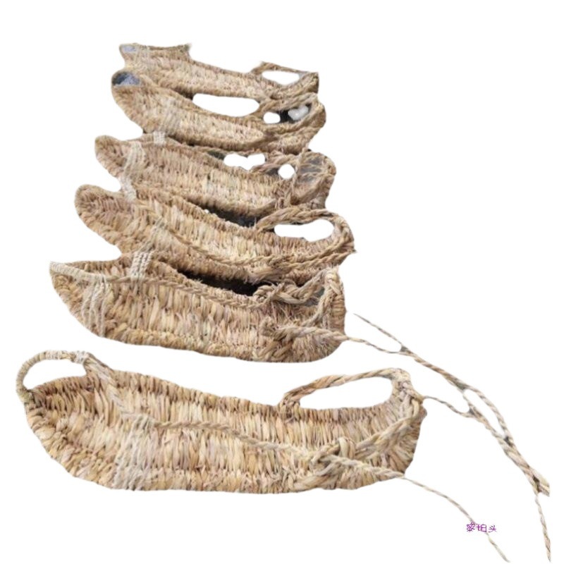 유행 남성용 순수 수제 신발 캐주얼 남성 짠 신발 레트로 향수 대나무 리넨 통기성 여름 짠 샌들