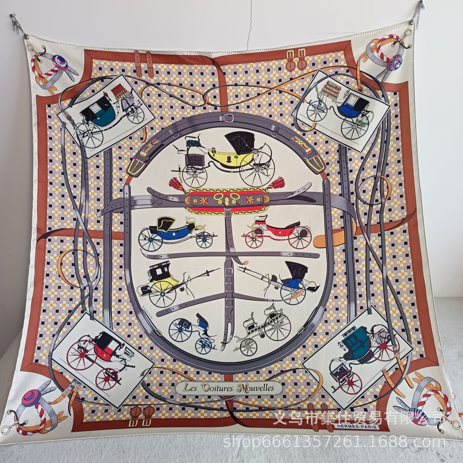 Bufandas de seda de moda europeas y americanas transfronterizas bufandas elegantes de alta calidad lujosas impresión de letras de seda impresión caliente en el extranjero