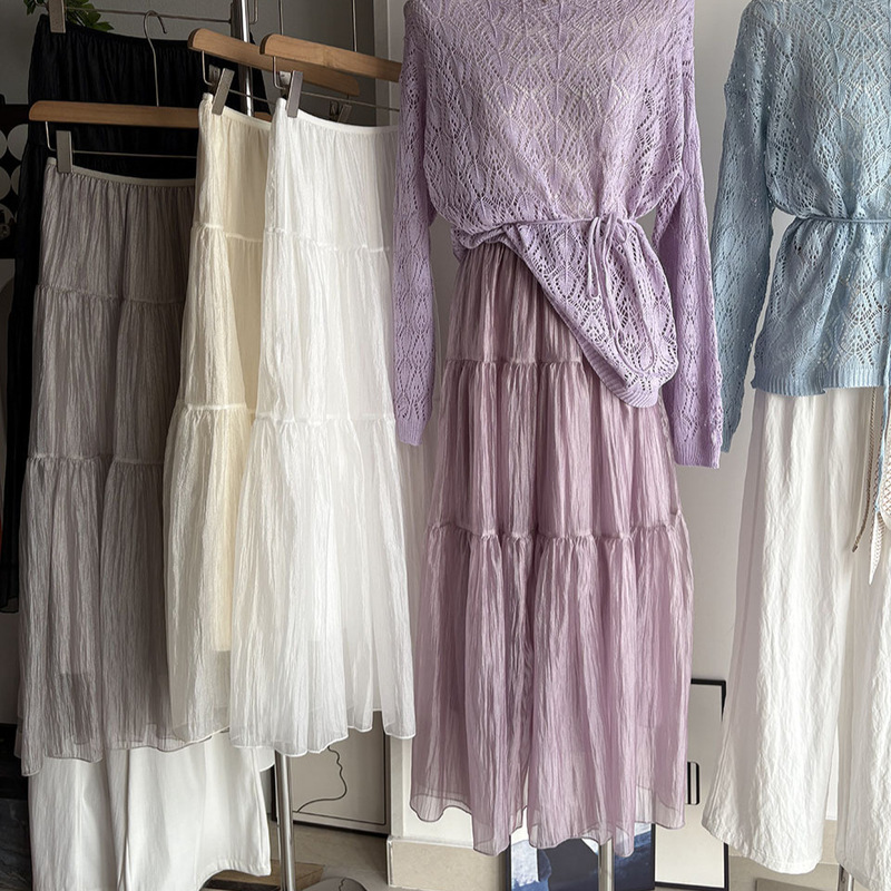 [Bizheng] 2026 Summer New Product Korean Style High-Quality Sweet and Versatile Skirt for Women A-Line Long Skirt 6396