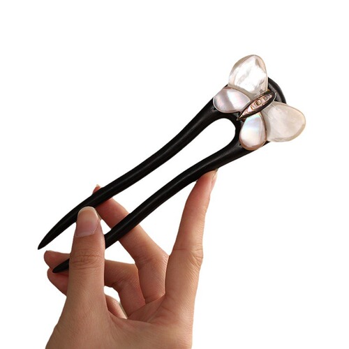 Tang wood U-shaped butterfly hairpin ancient-style coiled hairpin, simple modern wooden hairpin, Hanfu daily new Chinese style hair accessory