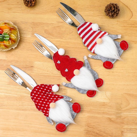 Sin rostro viejo cuchillo y tenedor bolsa transfronteriza nuevo conjunto de vajilla Rudolf Suministros de decoración navideña conjunto de cuchillo y tenedor ENANO