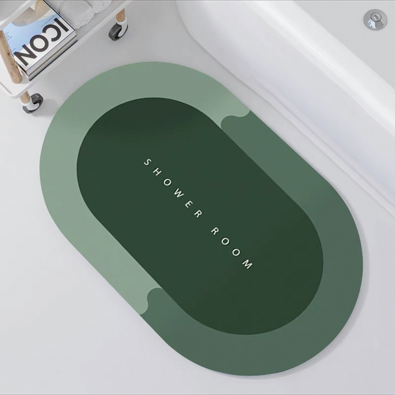 北欧简约科技布软垫子浴室卫生间吸水速干脚垫椭圆地垫入户门垫