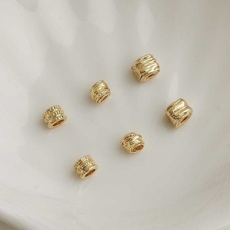 14K Gold-Filled Color-Preserving Three-Layer Gear Spacer Beads Irregular Coil Square Bead Necklace Material DIY Accessories