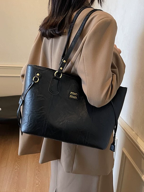 Плечевая сумка ретро демисезона, вместительная Tote, 40×12×25 см, универсальная