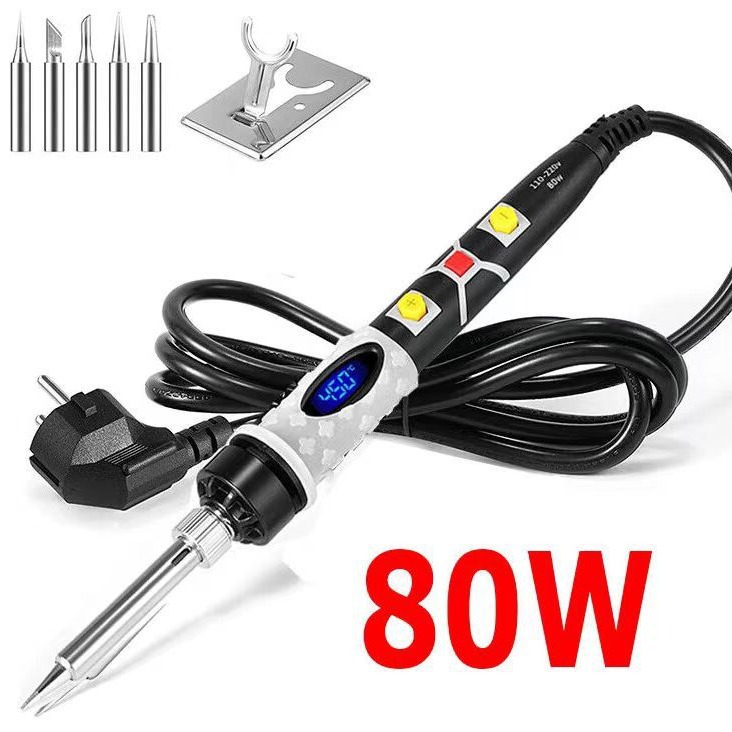 澳规220V数显电烙铁80W可调温恒温电烙铁110V美规烙铁套装工具