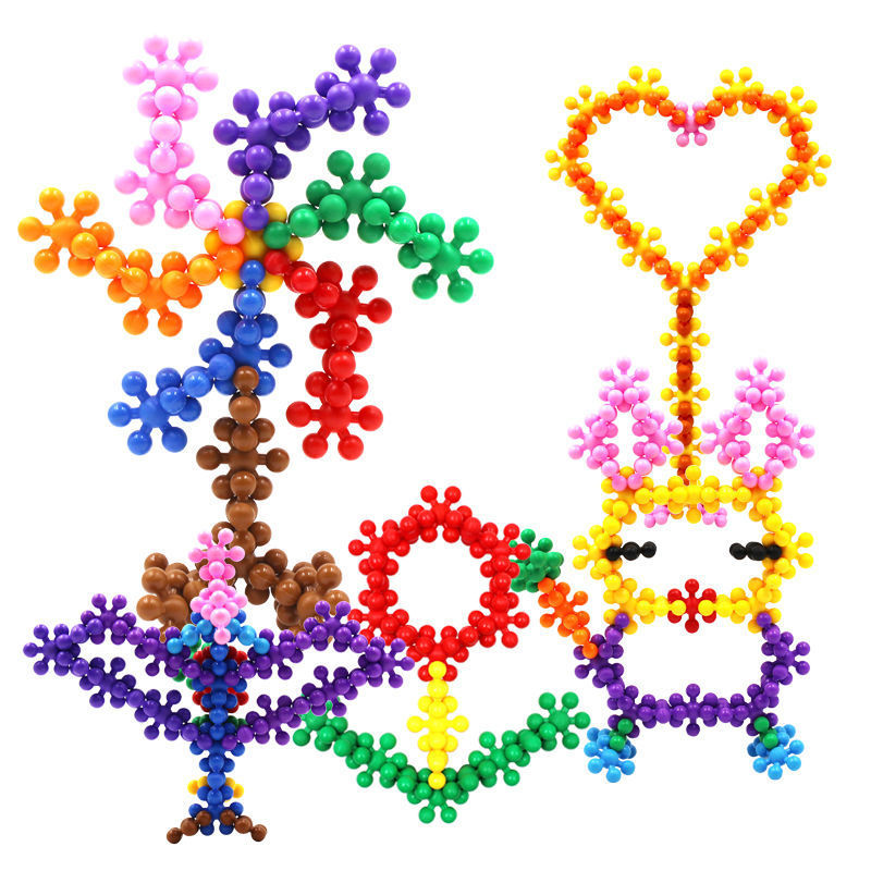 Plum Blossom Building Blocks 3D Rotating Snowflake Slices 3D Splicing Plastic Assembly 3-8 Year Old Kindergarten Children's Puzzle Toys