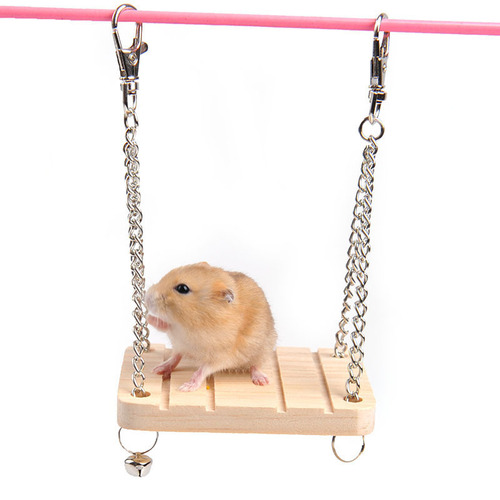 Hamster supplies toys bell swing hammock rocking wooden small pet parrot platform suspended wooden suspension bridge