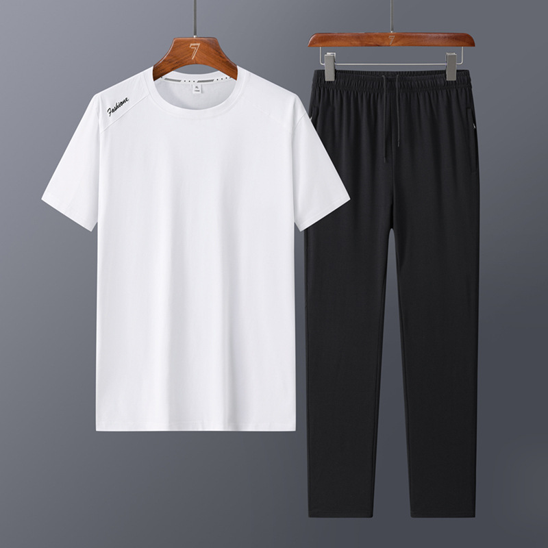 King size summer casual suit hombre camiseta pantalón hombre running suit de deporte de tendencia rápida secado juego de dos piezas