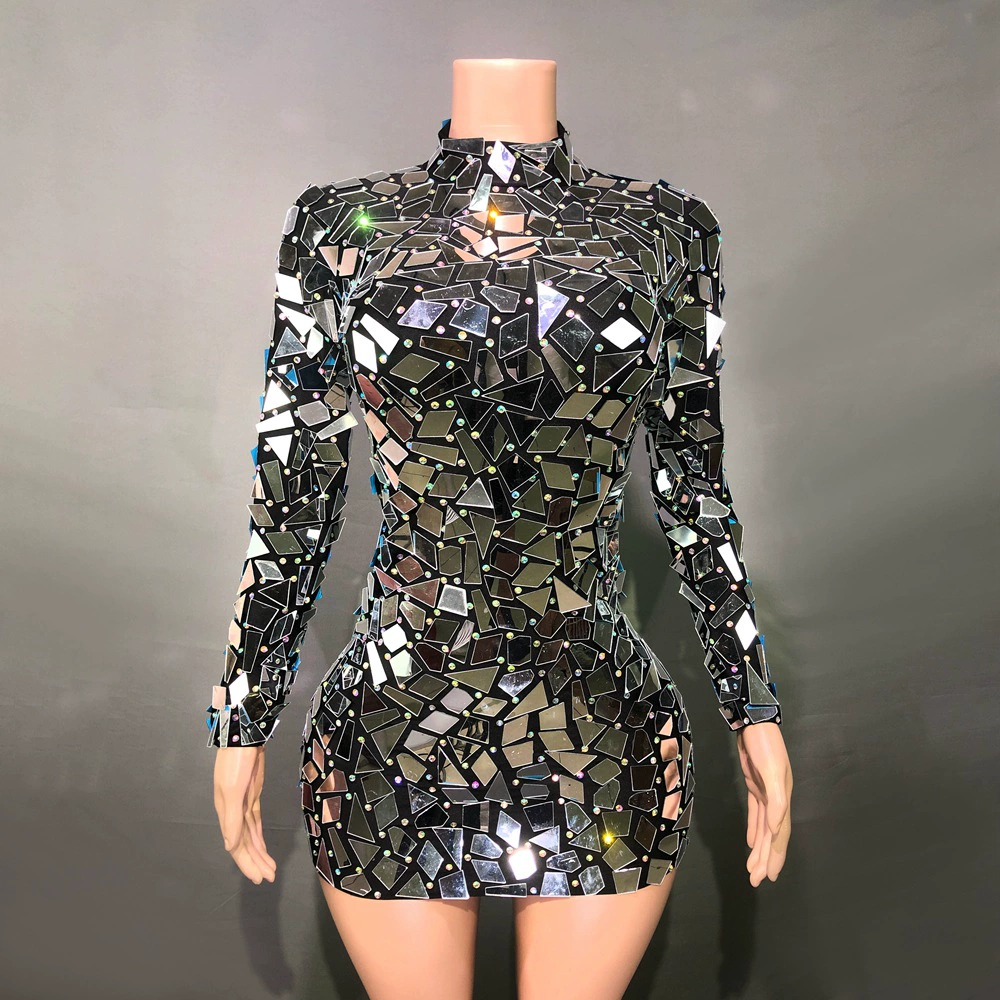 Лидер продаж, новые европейские и американские трансграничные линзы со стразами, блестящие Светоотражающие, крутая индивидуальная плотная танцевальная одежда для вечеринок, облегающая женская одежда