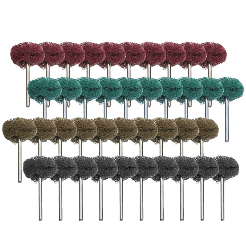 百洁布磨头纤维轮拉丝布抛光轮打磨轮套装 (棕/绿/红/黑各20个)