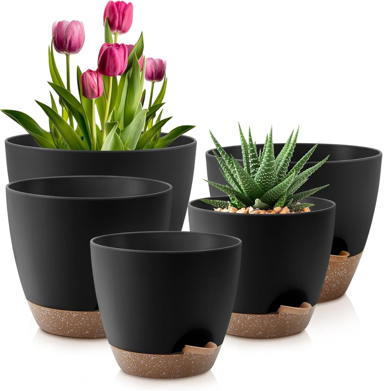 Fábrica directa de Amazon E-commerce lateral agregar agua perezosas autoabsorbente patio de plástico orquídea de colgar rosa verde
