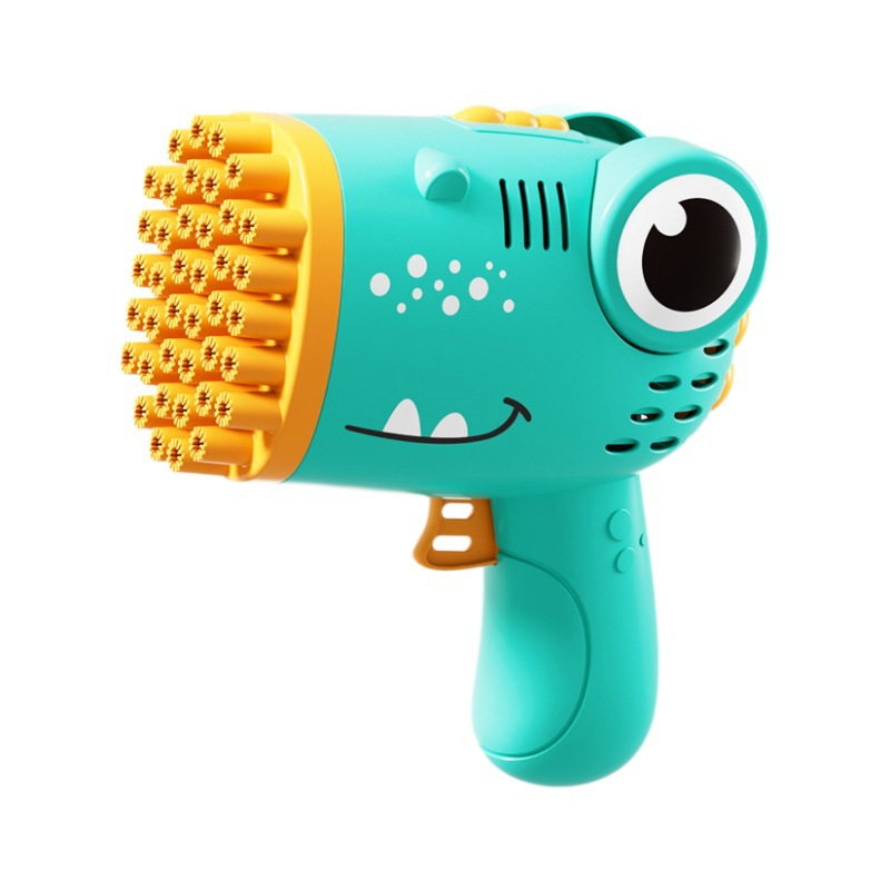 40 agujeros de burbuja de dinosaurio juguetes para niños soplando burbuja de mano fábrica de pistola de burbuja eléctrica al por mayor