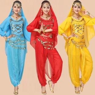 Indian Dance Costume Adult Female Belly Dance Performance Costume Set New Long-Sleeved Ethnic Style Stage Performance Costume