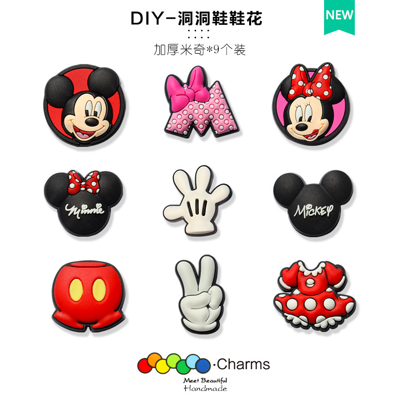 Adaptable Cave Shoes Accessories Shoe Flower Zhibixing Snap-on Thickened Mickey Minnie Diy Advanced Sense Accessories Decorative Buckle