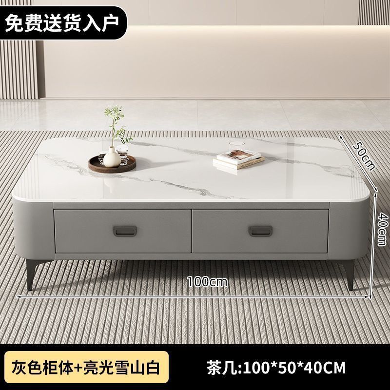 Gabinete de televisión de tabla de roca sala de estar doméstica tipo de casa pequeña 2024 mesa de té de lujo moderna simple mesa de té de suelo nórdica combinación