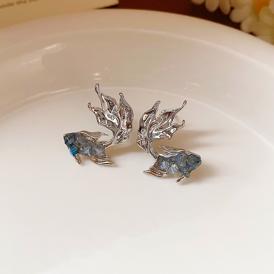 Flores azules vintage medievales pendientes de goteo de aceite ligero lujo alta sensación de joyería Yiwu fábrica al por mayor image 41