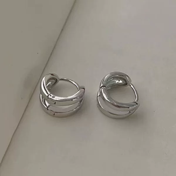 New Niche Design High-grade Double-layer Circle Ear Buckle Elegant Light Luxury Cool Style Distinctive Women's Ear Ring Earrings