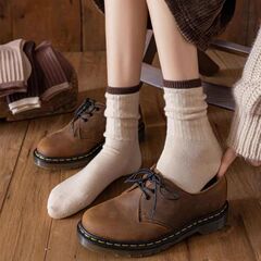 咖色系女士長襪子女秋冬堆堆襪中筒學院風女士襪子堆堆襪子百搭