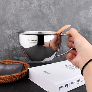 Chockmen 18/10 Breakfast Cup Drinking Milk Soy Milk Multi-purpose Cup 304 Fruit Cooking Instant Noodle Bowl