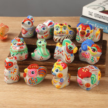 陕西凤翔泥塑彩绘十二生肖摆件纪念品非遗民俗风中国风手工小礼品