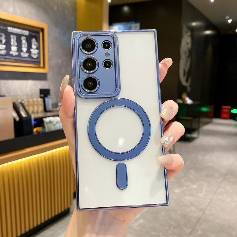 Samsung S25Ultra 電気メッキ磁気模造オリジナル携帯電話ケース S24FE ハイエンド落下防止 S22 保護カバーに適しています。|undefined