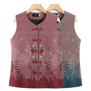 A generation of middle-aged and elderly spring women's vest mother thin Tang suit vest grandmother vest 70-year-old lady