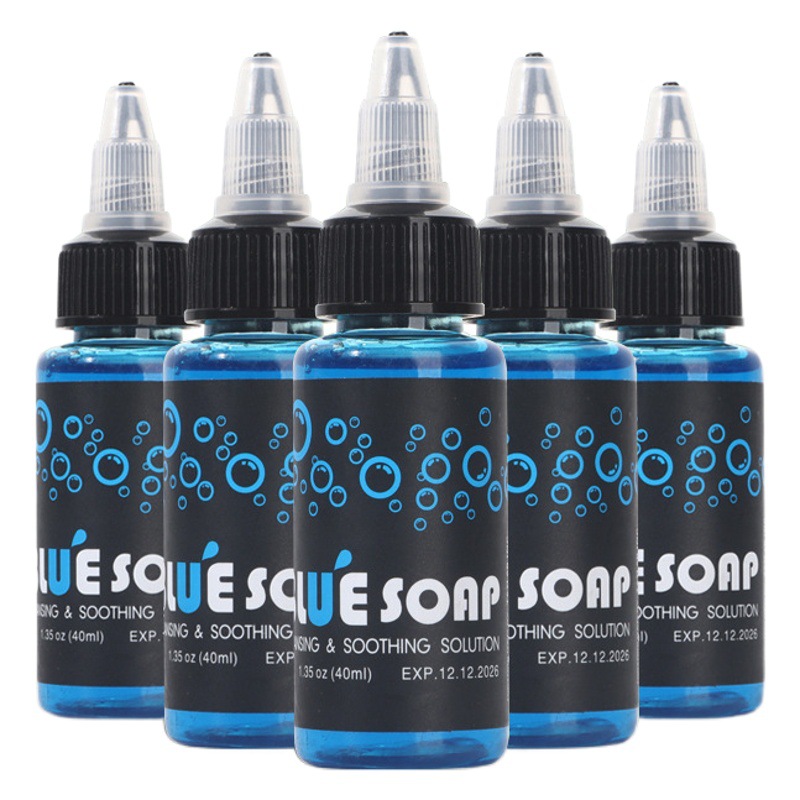 Transfronterizo azul algas tatuaje solución de limpieza de espuma desinfectante limpieza azul algas 40ML tatuaje suministros de limpieza tatuaje consumibles