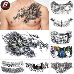 Three-faced Buddha Tattoo Sticker Waterproof Long-lasting Dragon Head Shoulder Dragon Tattooed Flower Chest Beauty Chest Sticker Letter Tattoo Sticker