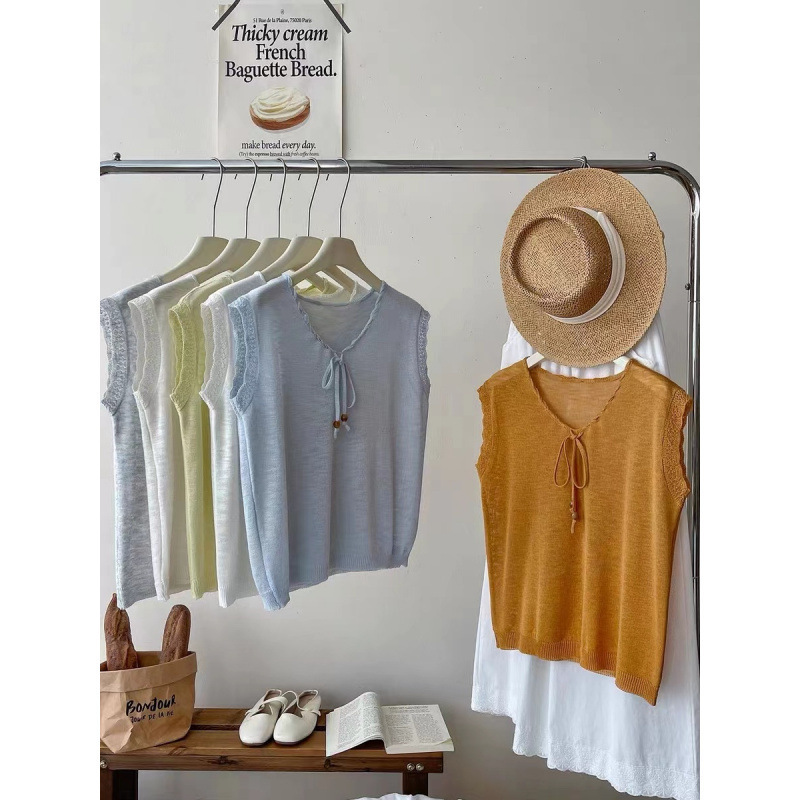 Bamboo Linen Short-Sleeved Knit Shirt Summer 2026 Short Solid Color Collared Top Korean Style Women's Clothing