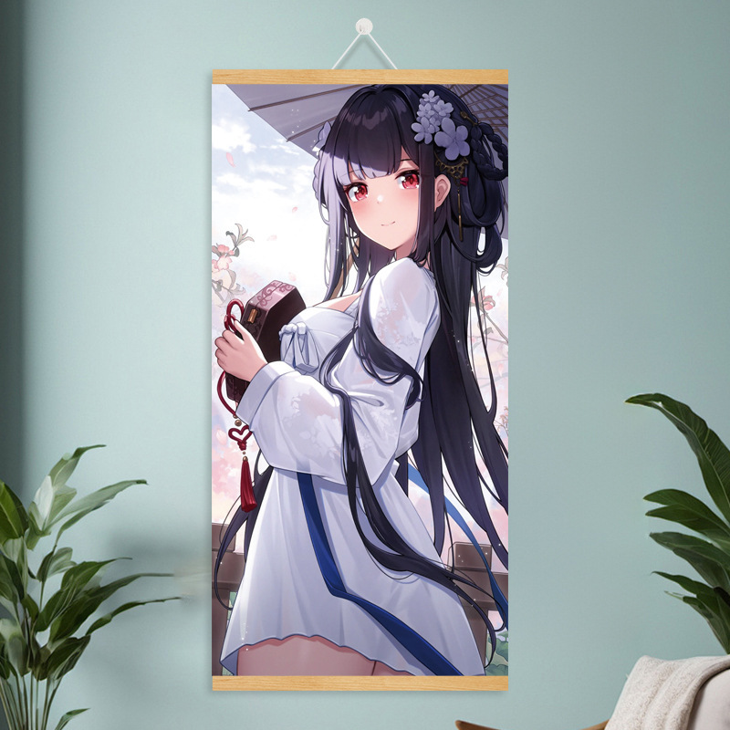 漫画コミック甘くてかわいい女の子ポスター工場ドロップシッピング無垢材スクロール吊り絵画越境電子商取引 Xiyin|undefined