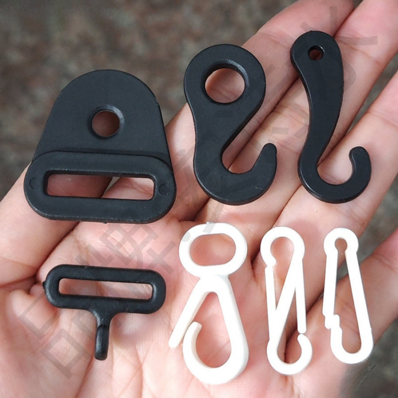 Black and White Plastic Nylon S-Shaped Closed Hook, Oval Double/Single-Headed Openable Small Hook, 9-Shaped Hook Black and White Plastic Nylon S-Shaped Closed Hook, Oval Double/Single-Headed Openable Small Hook, 9-Shaped Hook